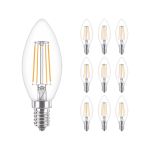 Confezione Multipack 10x Philips Corepro LED Candela E14 Filamento Chiara 4.3W 470lm - 827 Bianco Molto Caldo | Sostitutiva 40W