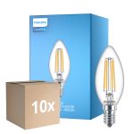 Confezione Multipack 10x Philips Corepro LED Candela E14 Filamento Chiara 6.5W 806lm - 840 Bianco Freddo | Sostitutiva 60W