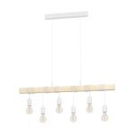 Eglo Luce Pendente Townshend Acciaio Bianca Legna | IP20 - Adatto per 6x E27 