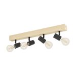 Eglo Luce da soffitto Townshend 3 Legna Acciaio Nero | IP20 - Adatto per 4x E27 