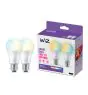 Pacco doppio 2x WiZ Smart LED E27 Pera Ghiaccio 8W 806lm | Miglior Resa Cromatica - Dimmerabile - Sostitutiva 60W