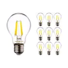 Confezione Multipack 10x Noxion Lucent LED E27 Pera Filamento Chiara 8.5W 1055lm - 827 Bianco Molto Caldo | Dimmerabile - Sostitutiva 75W