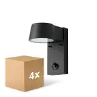 Confezione Multipack 4x D'Lite Luce Da Parete Lira Nero 7W 600lm 830 Luce Calda -  | IP54 - Sensore Di Movimento
