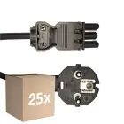 Confezione Multipack 25x Noxion GST - Compatibile Cavo di alimentazione Nero - Femmina + Schuko Europlug - 2m - 3 pole 0.75mm2