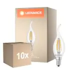 Confezione Multipack 10x Ledvance Classic LED E14 Candela Filamento Chiara 3.4W 470lm - 827 Bianco Molto Caldo | Sostitutiva 40W