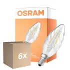 Confezione Multipack 6x Osram Classic LED E14 Attorcigliata candle Filamento Chiara 2.8W 250lm - 827 Bianco Molto Caldo | Dimmerabile - Sostitutiva 25W