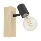 Eglo Luce Da Parete Townshend 3 Legna Acciaio Nero | IP20 - Adatto per 1x E27